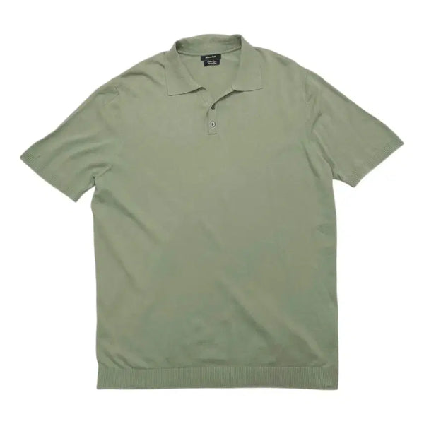 [BUNJANG] Massimo Dutti Olive Green Cotton Linen Open Collar Short Sleeve Knit XL / 마시모두띠 Massimo Dutti 올리브그린 코튼 린넨 오픈카라 반팔 니트 XL