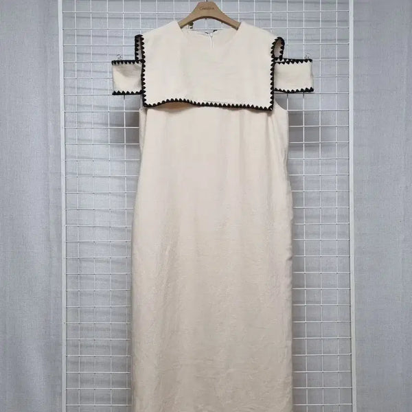 [BUNJANG] Mimi Ciel Linen Sailor Collar Dress Size 66 / 미미씨엘 린넨 세일러카라 원피스 66