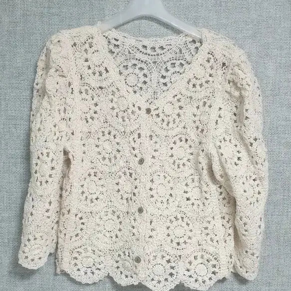 [BUNJANG] 3D Flower Crochet Knit Cardigan (New) / [66] 입체 플라워 크로셰 니트 가디건(새옷)