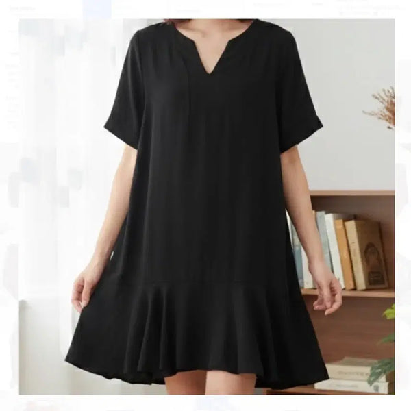 [BUNJANG] Black Mini Dress Linen Blend / 블랙 미니 원피스 린넨혼방