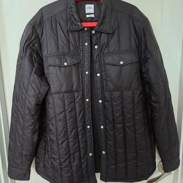 [BUNJANG] Zara Man Quilted Shirt Jacket Black XL / ZARA MAN 퀼팅 셔츠 자켓 블랙 XL 남성자켓