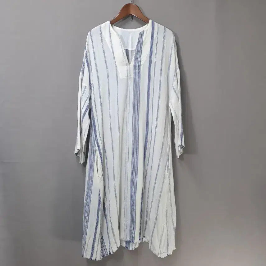 [BUNJANG] Striped Cotton Long Dress / 스트라이프 면 롱 원피스