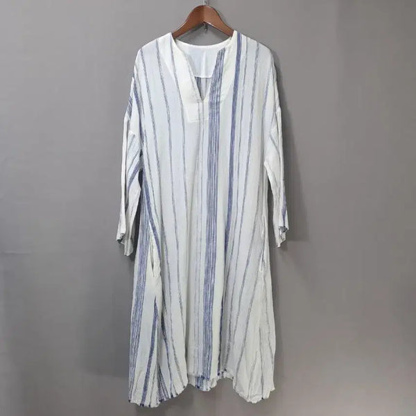 [BUNJANG] Striped Cotton Long Dress / 스트라이프 면 롱 원피스