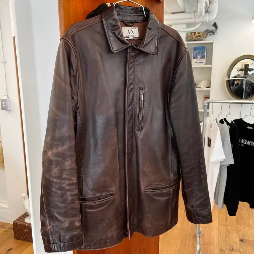 [BUNJANG] Armani Exchange Aged Leather Jacket Size S / [S] 아르마니 익스체인지 에이징 레더 자켓