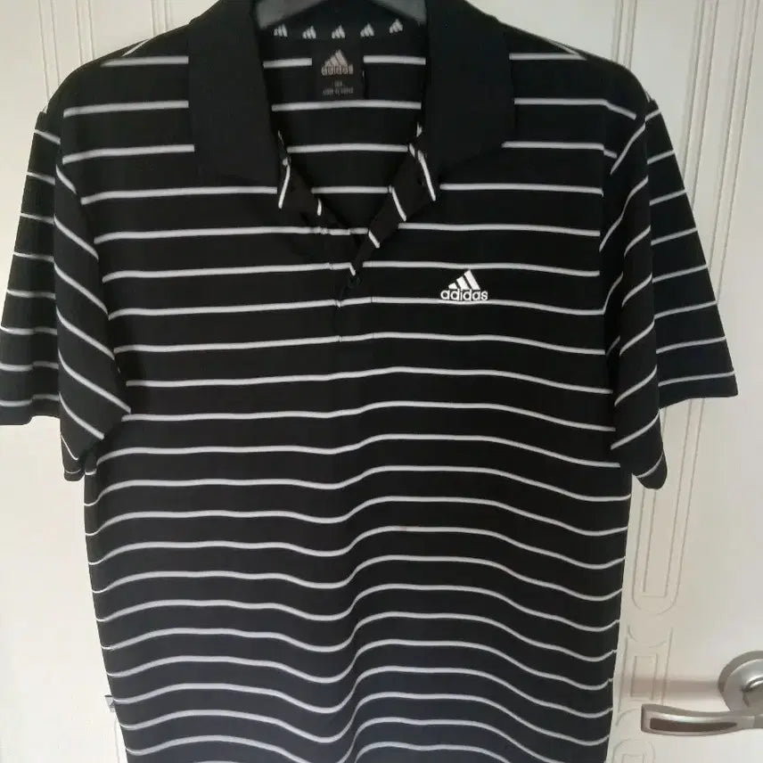 [BUNJANG] Adidas Striped Short Sleeve Polo Shirt / 아디다스 스트라이프 반팔 카라티 100