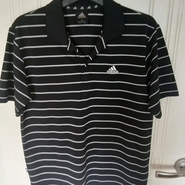 [BUNJANG] Adidas Striped Short Sleeve Polo Shirt / 아디다스 스트라이프 반팔 카라티 100