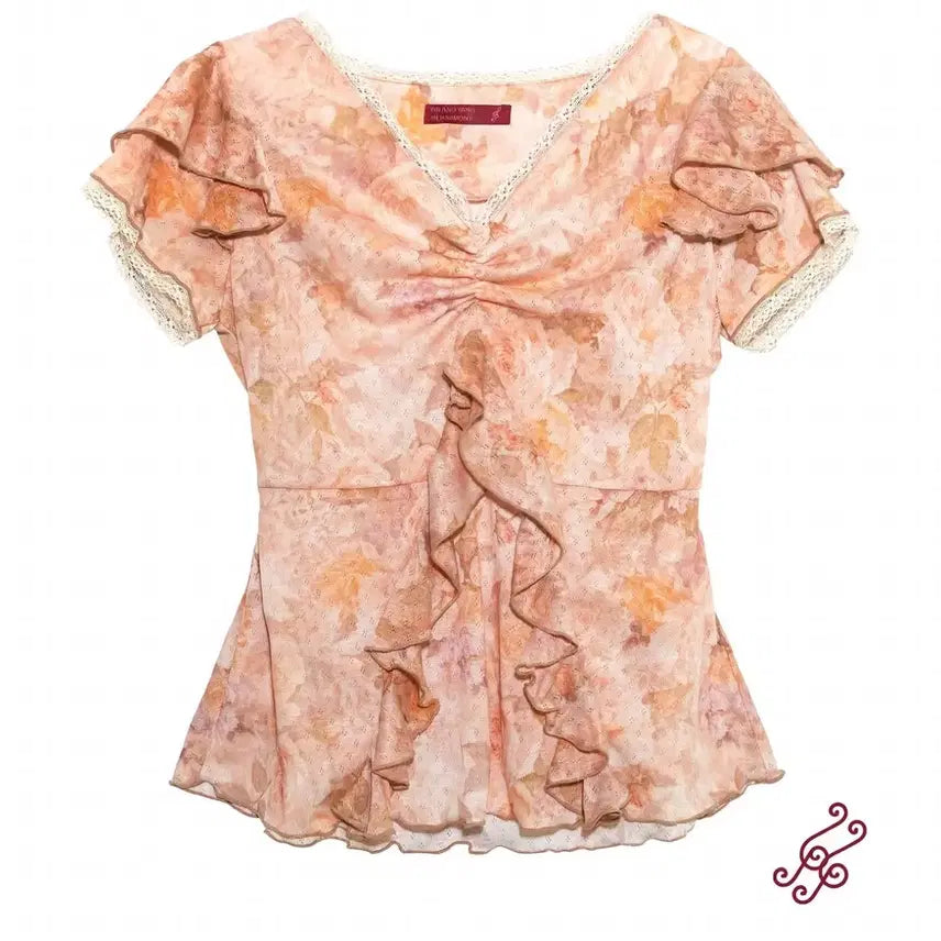 [BUNJANG] In & Yang Harmony Frill Top Orange / 인앤양인하모니 프릴 탑 frill top orange 오렌지 색상 팝니다