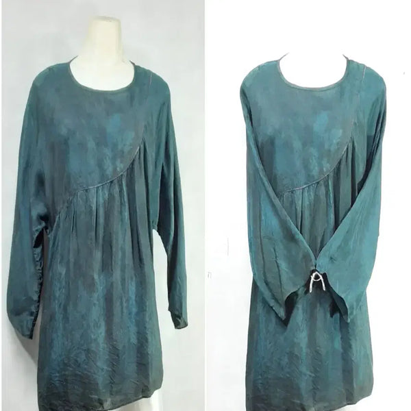 [BUNJANG] Natural Dyeing In-yeon (Rayon) Asymmetrical Blouse / 남극성천연염색/인견블라우스 /언발디쟌/ 쪽염/ 통통66/기장63 70