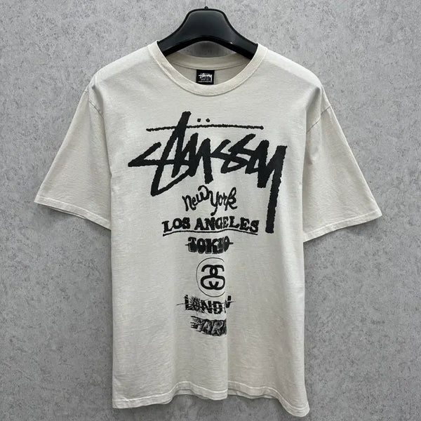 [BUNJANG] Stussy World Tour Short Sleeve T-Shirt (Size 100/L) / 100 스투시 월드투어 남자 반팔 티셔츠