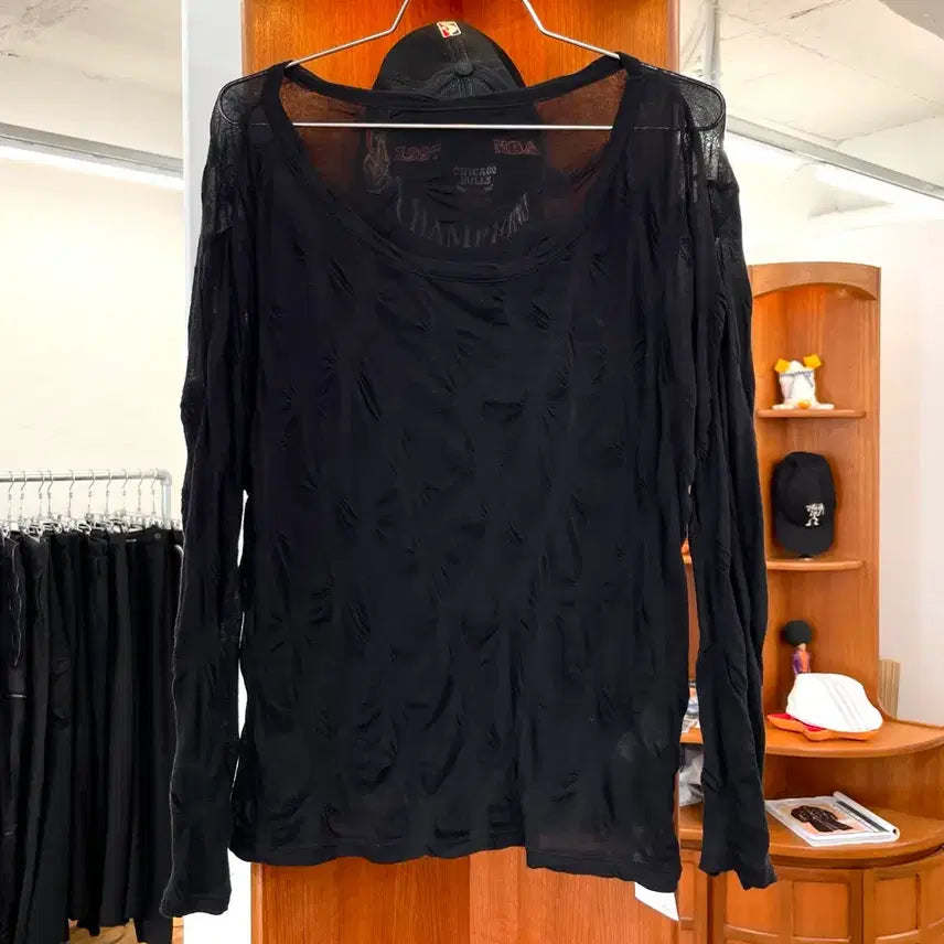 [BUNJANG] Y's Yohji Yamamoto Pleated Sheer T-Shirt Size 2 / [2] 와이즈 요지야마모토 플리츠 시스루 티셔츠