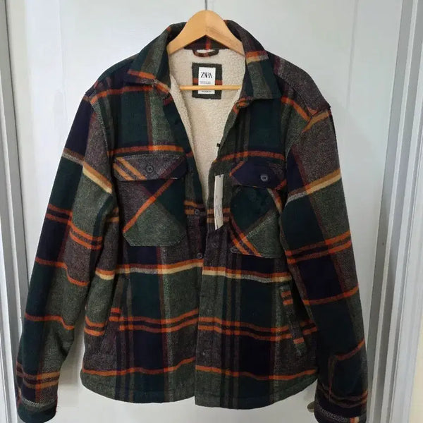 [BUNJANG] ZARA MAN Plaid Fleece Lined Shirt Jacket XL / ZARA MAN 체크 플리스 안감 셔츠 자켓 XL 남성자켓