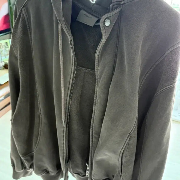 [BUNJANG] KIMUUR Garment Dyed Hooded Zip-Up Brown / 키뮤어 가먼트다잉 후드집업 브라운 팝니다