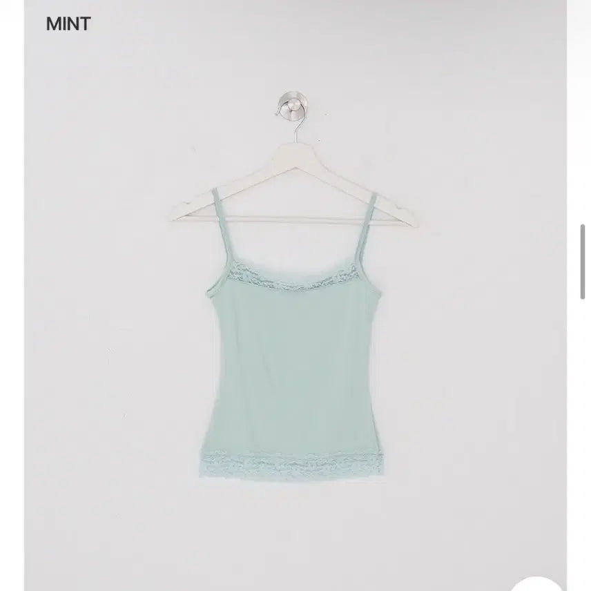 [BUNJANG] ZigZag Mint Sleeveless Top with Polkadot Lace / 지그재그 민트나시 (폴러드 레이스 나시 슬리브리스)