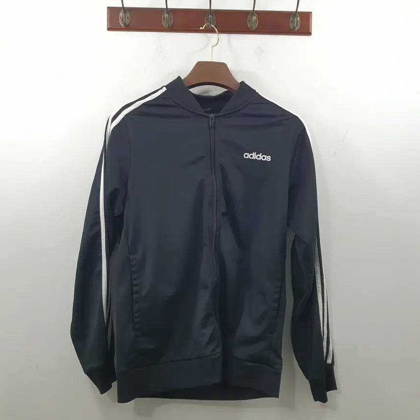 [BUNJANG] Adidas Men's Black Daily Logo Line Jersey Jacket (Size L) / L 아디다스 남성 블랙 데일리 로고 라인 져지 자켓