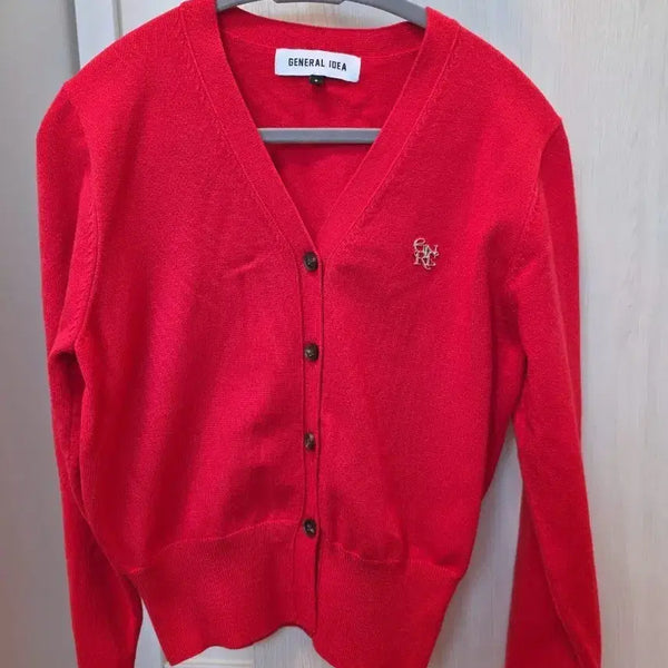 [BUNJANG] General Idea Essential Cardigan Red S / 제너럴아이디어 에센셜 가디건 레드 S