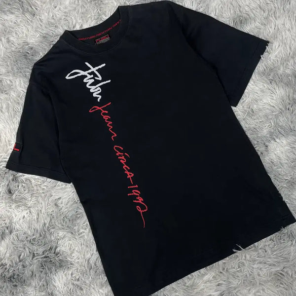 [BUNJANG] 00s Old School Lettering Big Logo T-Shirt Black / 00s 후부 올드스쿨 레터링 빅로고 반팔 티셔츠 블랙 5396