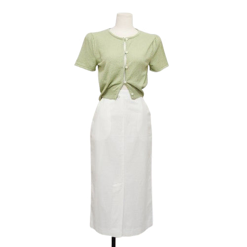 [BUNJANG] Mermaring Linen Front Slit Maxi Skirt Ivory / 머머링 린넨 앞트임 슬릿 아이보리 롱스커트