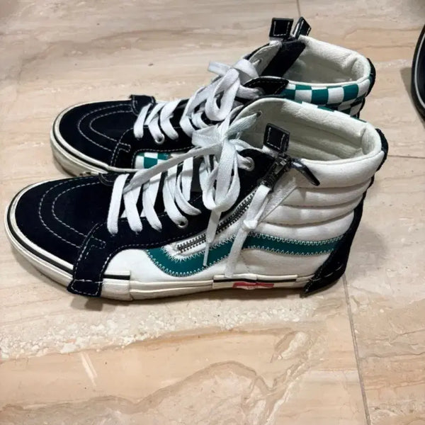 [BUNJANG] Vans Sk8-Hi Checkerboard Zip Sneakers / 반스 스케이트하이 체커보드 지퍼 스니커즈