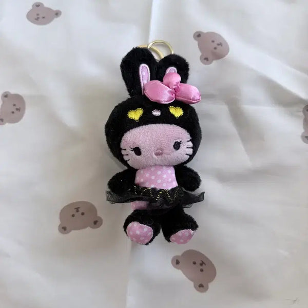 [BUNJANG] Black Rabbit Kitty Plush Keychain / 검정 토끼 키티 인형 키링