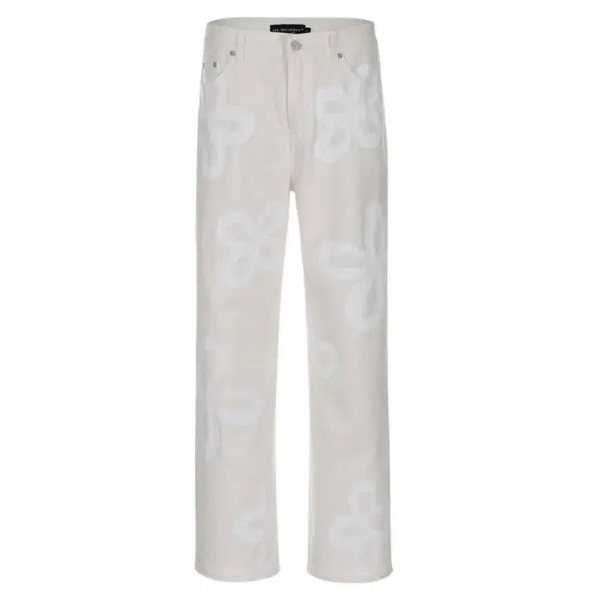 [BUNJANG] Surgery Painted Clover Jeans Cream Denim Pants L / 써저리 페인티드 클로버 진스 크림 데님 팬츠 바지 L