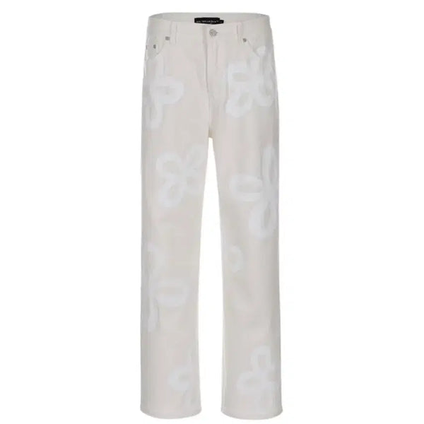 [BUNJANG] Surgery Painted Clover Jeans Cream Denim Pants L / 써저리 페인티드 클로버 진스 크림 데님 팬츠 바지 L