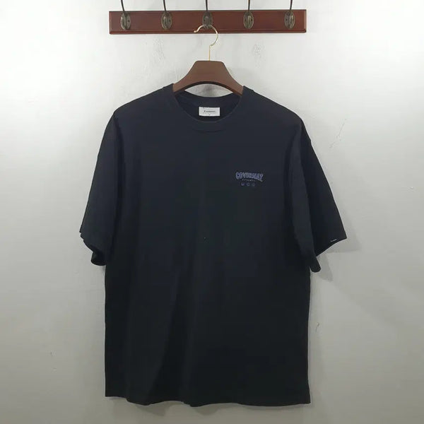[BUNJANG] Carhartt L Black Blue Lettering Short-Sleeve T-shirt / L 커버낫 남성 블랙 블루 레터링 반팔 티셔츠