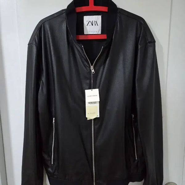 [BUNJANG] ZARA Men's Leather Hand Feel Bomber Jacket XL / JARA MAN 레더 핸드필 봄버 자켓 XL 남성자켓