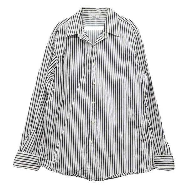 [BUNJANG] Uniqlo Striped White Shirt L / 유니클로 스트라이프 화이트 셔츠 L