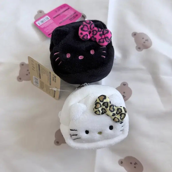 [BUNJANG] Kitty Leopard Print Coin Purse Keychain / 키티 호피 검정&흰색 동전 지갑 키링
