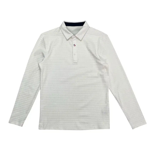 [BUNJANG] Elle Golf Embossed Jacquard Long Sleeve Polo Shirt Cream White Size 95 / 엘르골프 ELLE GOLF 크림화이트 엠보 자카드 긴팔 카라티 95