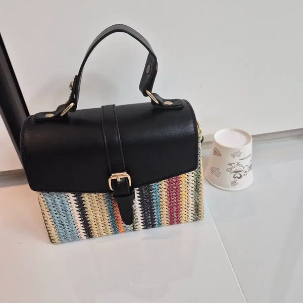[BUNJANG] Modern Rattan Combination Shoulder Bag / 모던한 라탄 콤비 숄더백(새상품)