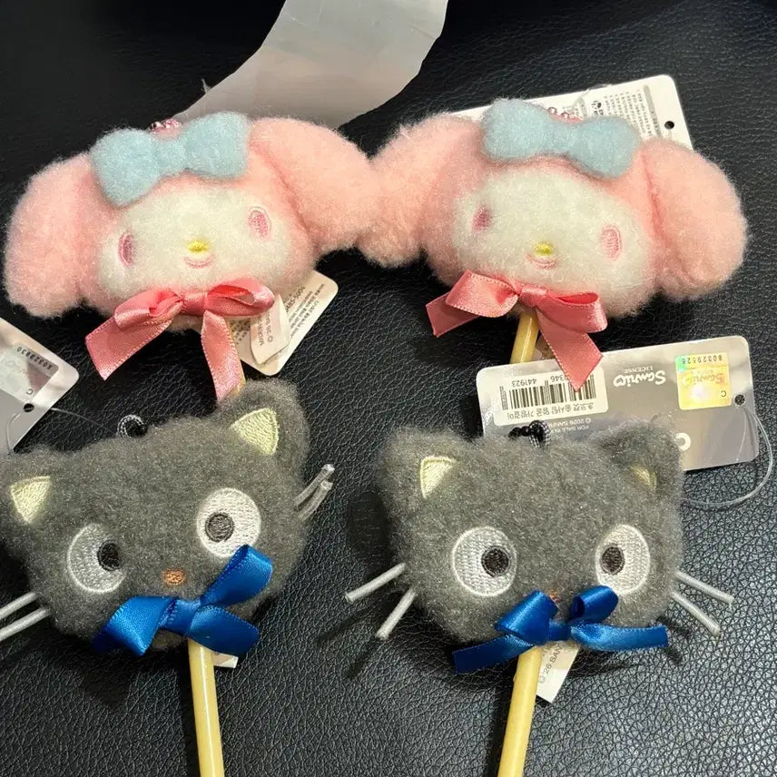 [BUNJANG] Sanrio My Melody & Chococat Cotton Candy Keychain Plush / 산리오 마이멜로디 초코캣 솜사탕 키링 인형