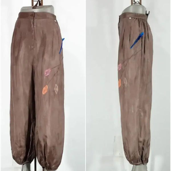 [BUNJANG] Women's Rayon Gaucho Pants with Leaf Quilt Decoration, Fits 28-34 Inch Waist, 90cm Length / 인견계량바지 / 나뭇잎퀼트장식/28~34인치까지/기장90