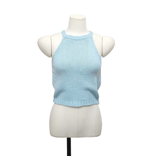 [BUNJANG] Mode Farbe Sleeveless Knit Top - Sky Blue / 여름 홀터넥 니트 슬리브리스 민소매 나시