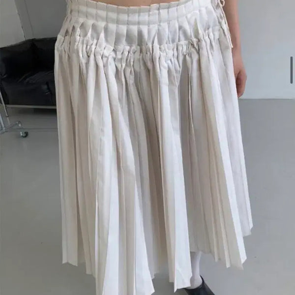 [BUNJANG] ERHOUSE Pleated Skirt Ivory / 이이알하우스 플리츠스커트 아이보리