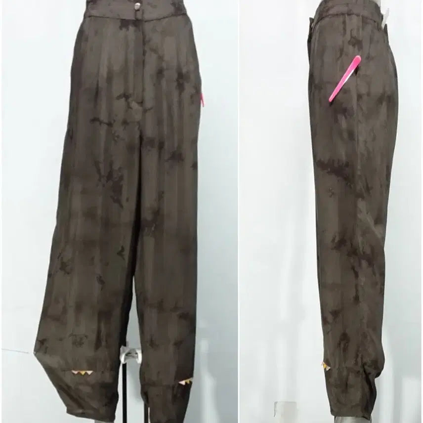 [BUNJANG] Natural Dyeing Indigo Dyed Rayon Blend Pants with 3-Color Cone Detail (Waist 30-32 inches, Length 93 cm) / 공방/ 천연염색/쪽염/인견계량바지 / 3색고깔장식/ 30~32인치/기장93