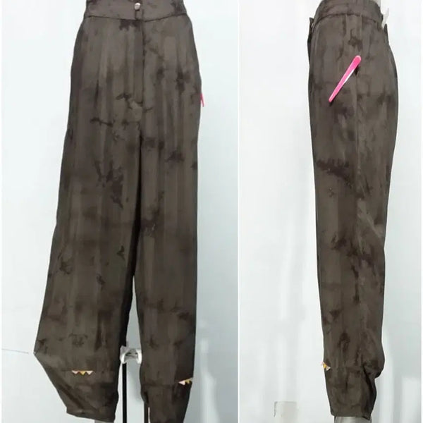 [BUNJANG] Natural Dyeing Indigo Dyed Rayon Blend Pants with 3-Color Cone Detail (Waist 30-32 inches, Length 93 cm) / 공방/ 천연염색/쪽염/인견계량바지 / 3색고깔장식/ 30~32인치/기장93