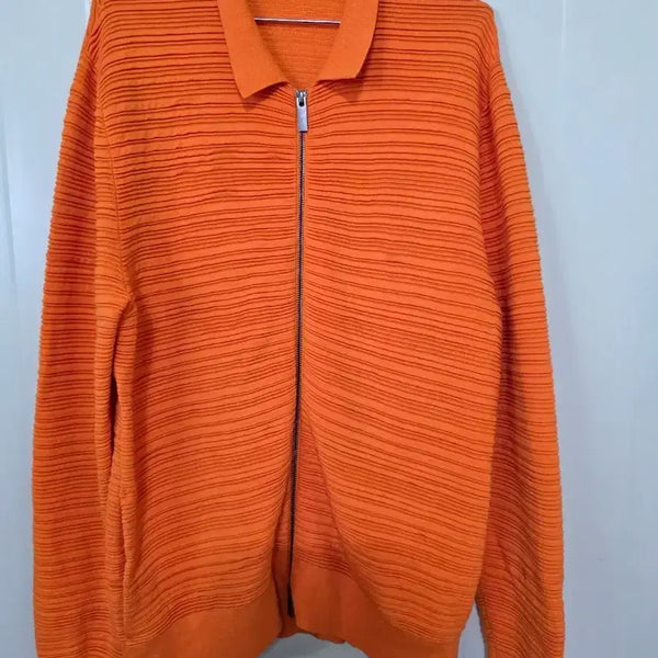 [BUNJANG] COS Orange Pleated Collar Zip-Up Knit L / COS 오렌지 플리츠 카라 집업 니트 L