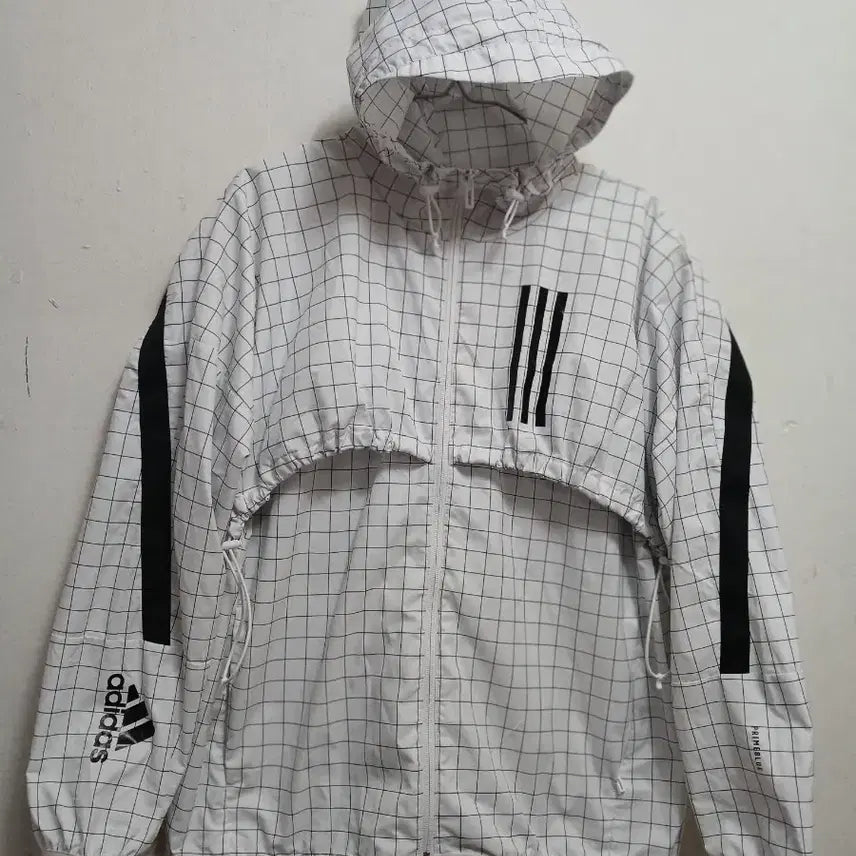[BUNJANG] Adidas Women's W.N.D Check Windbreaker Jacket Jumper Size M (95) / 아디다스 여성 W.N.D 체크 바람막이 자켓 점퍼 사이즈 M 95