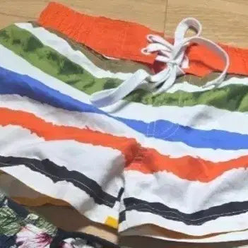 [BUNJANG] 90s Striped Shorts Orange/Green / 90. 스트라이프 반바지 오렌지/그린