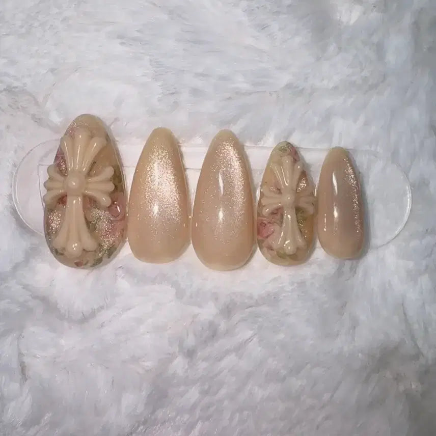 [BUNJANG] Chrome Hearts Rose Magnetic Gel Nail Tips / 크롬하츠 장미 자석젤 네일