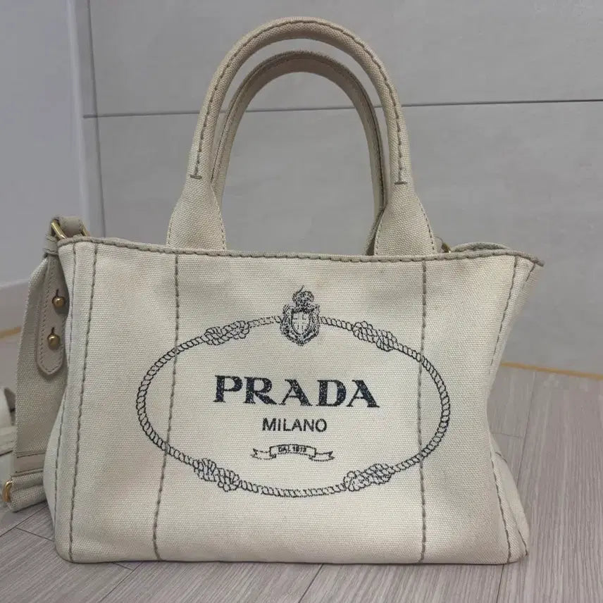 [BUNJANG] Prada Canapa Tote Bag Ivory / 프라다 카나파 토트백 아이보리