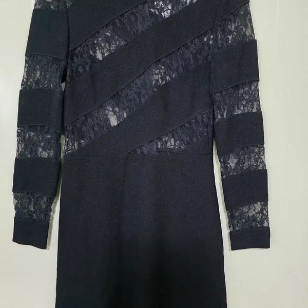[BUNJANG] Sandro Paris Black Lace Trimmed Dress / 산드로 원피스 블랙 레이스 배색