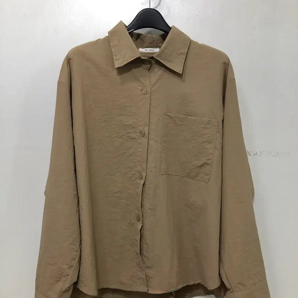 [BUNJANG] Mill Studio Nylon Beige Shirt / MILL STUDIO 밀스튜디오 나일론 베이지 셔츠