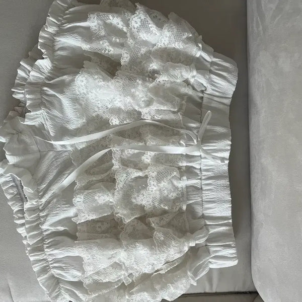 [BUNJANG] A-blly White Ruffle Mini Skirt / 에이블리 화이트 캉캉 미니 스커트