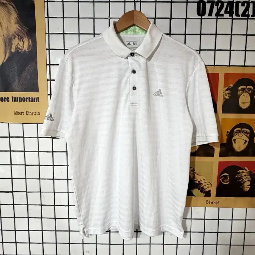 [BUNJANG] Adidas Golf Striped Short Sleeve T-Shirt White Size 105 / 아디다스 골프 반팔 티셔츠 화이트 105 0724