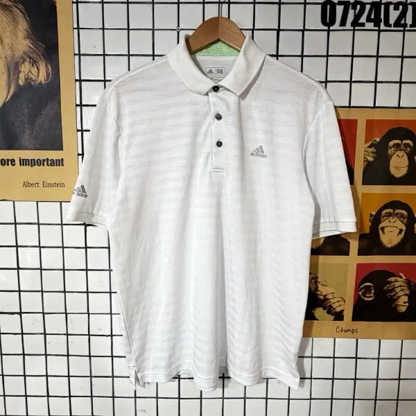 [BUNJANG] Adidas Golf Striped Short Sleeve T-Shirt White Size 105 / 아디다스 골프 반팔 티셔츠 화이트 105 0724