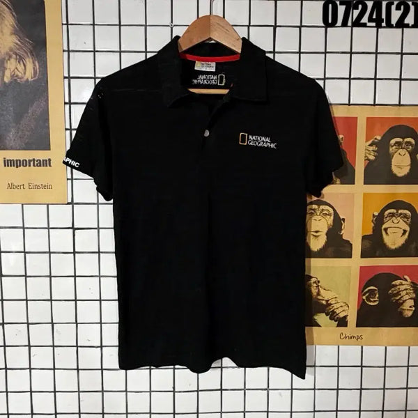 [BUNJANG] National Geographic Black Short-Sleeve Polo T-shirt Size S / 내셔널지오그래픽 반팔 카라티 블랙 S 0724
