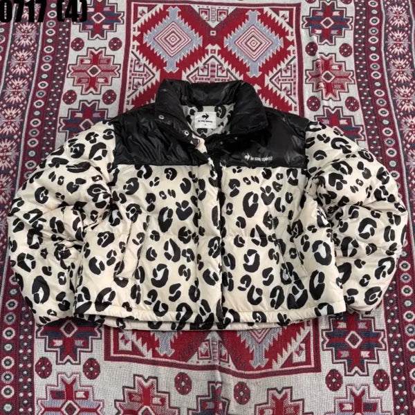 [BUNJANG] Le Coq Sportif Leopard Short Padded Jacket / 르꼬끄 스포르티브 숏 패딩 레오파드 0717