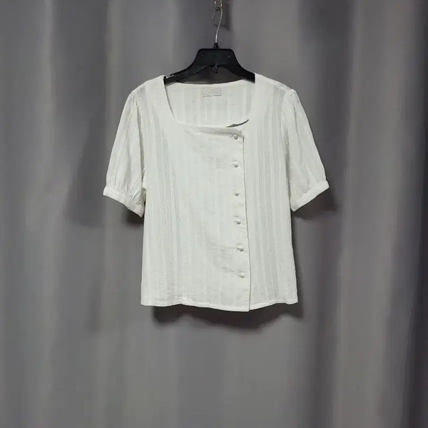 [BUNJANG] Square Neck Cotton Blouse / 스퀘어넥 면 블라우스